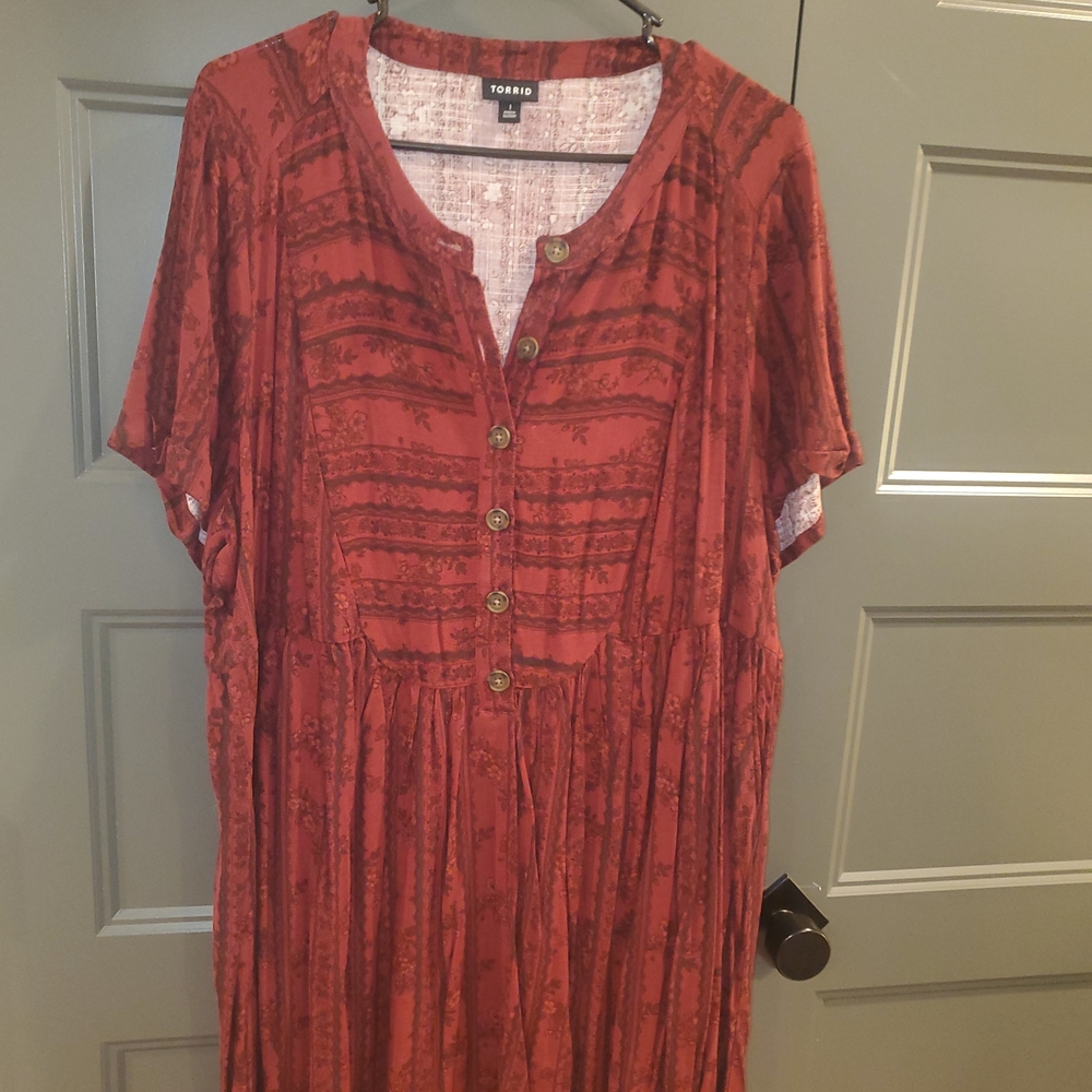 Torrid Red Button-Front Dress